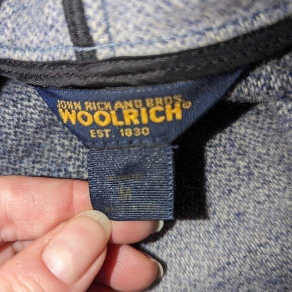 WOOLRICH VINTAGE Blue White Plaid Oversized Wool Long Lined Shaket Blanket Coat - Picture 8 of 12